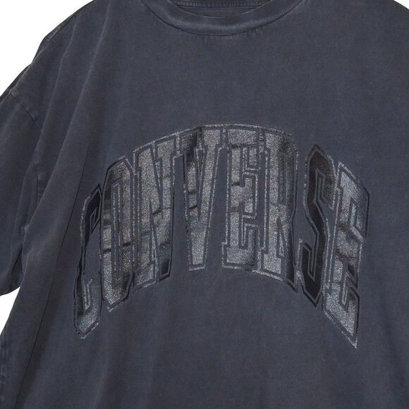 Converse Oversized Faded Black on Black Graphic Tee Streetwear Vintage Style L - Picture 1 of 7